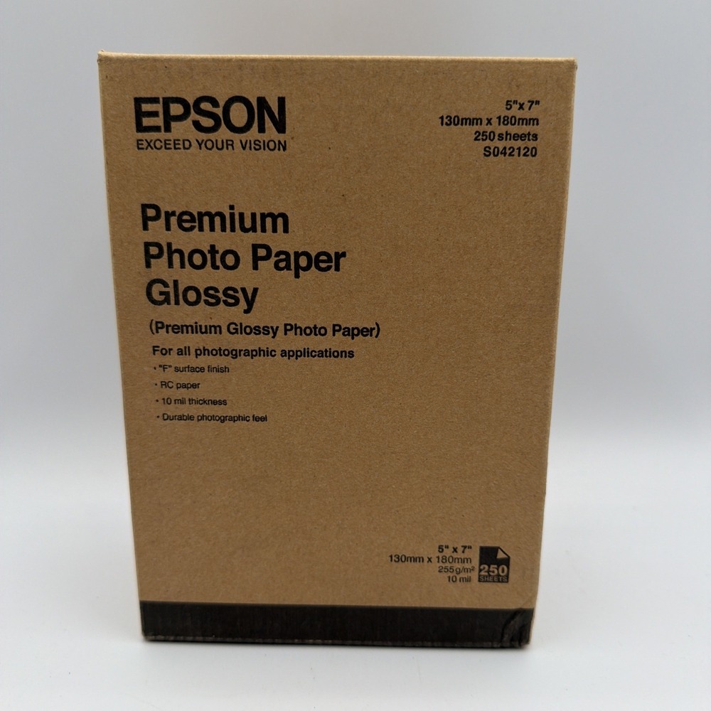 Epson Premium Photo Paper Glossy 5x7 White 250 Sheets 5/50pks S042120 Sealed